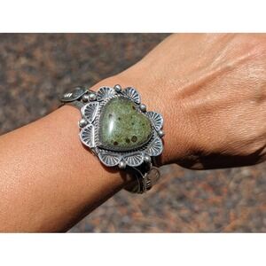 Navajo Cuff Bracelet Sterling Silver Jewelry NA Signed Kambaba Jasper Sz 6.75US*